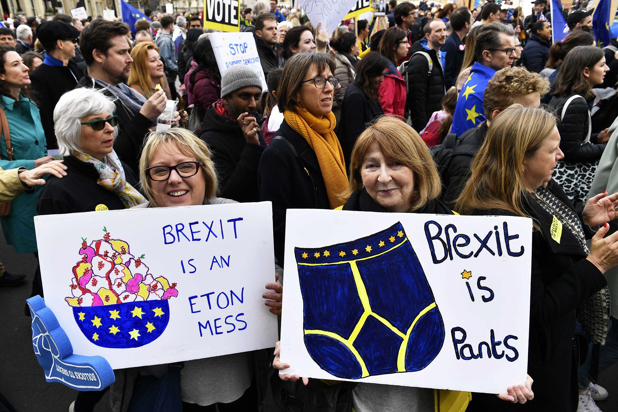 Inventive placards were the order of the day