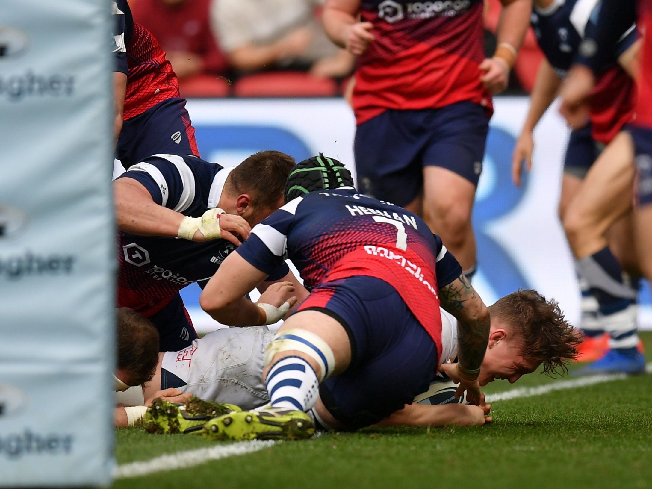 Ted Hill scored the first of Worcester's three tries against Bristol