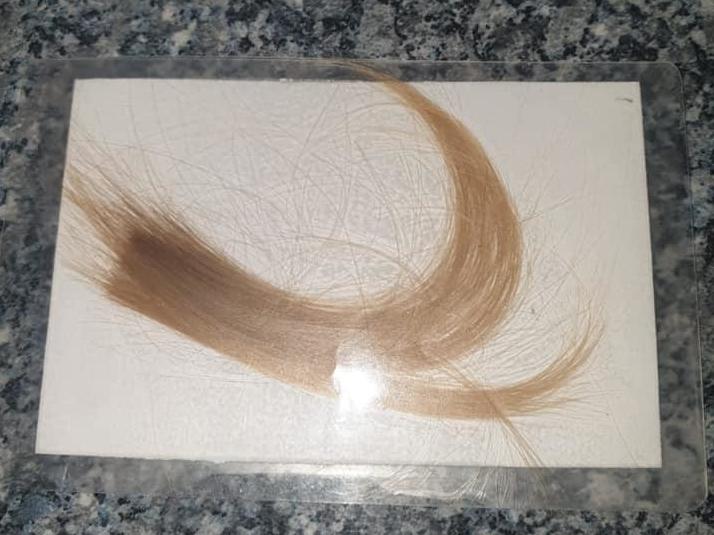 Photo of lock of hair shared by Baldwin family (Greater Manchester Police)