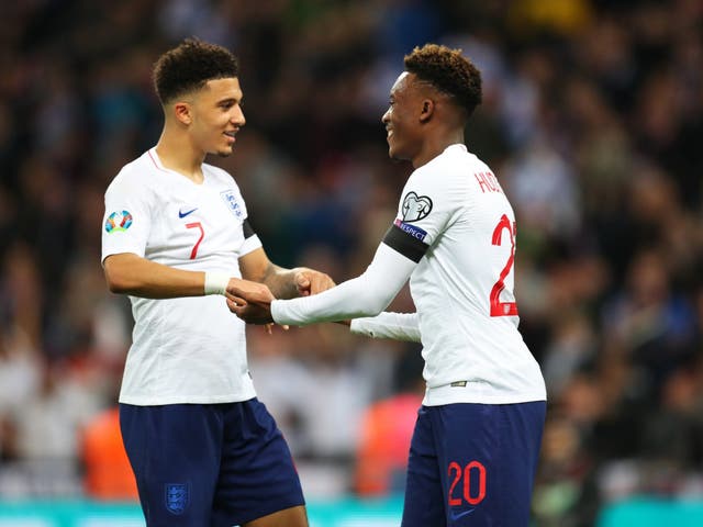 Jadon Sancho was on the pitch when Callum Hudson-Odoi made his England debut on Friday night