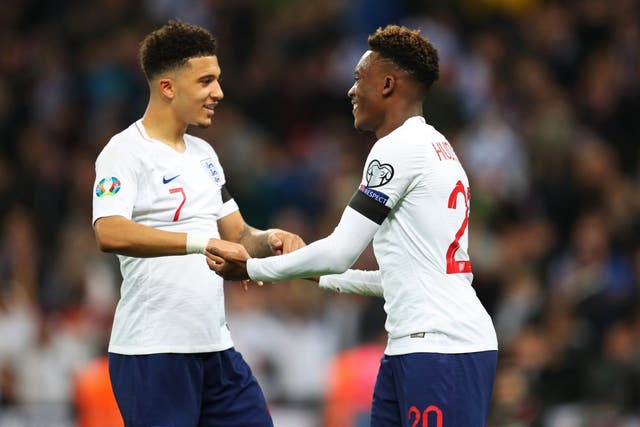 Jadon Sancho was on the pitch when Callum Hudson-Odoi made his England debut on Friday night