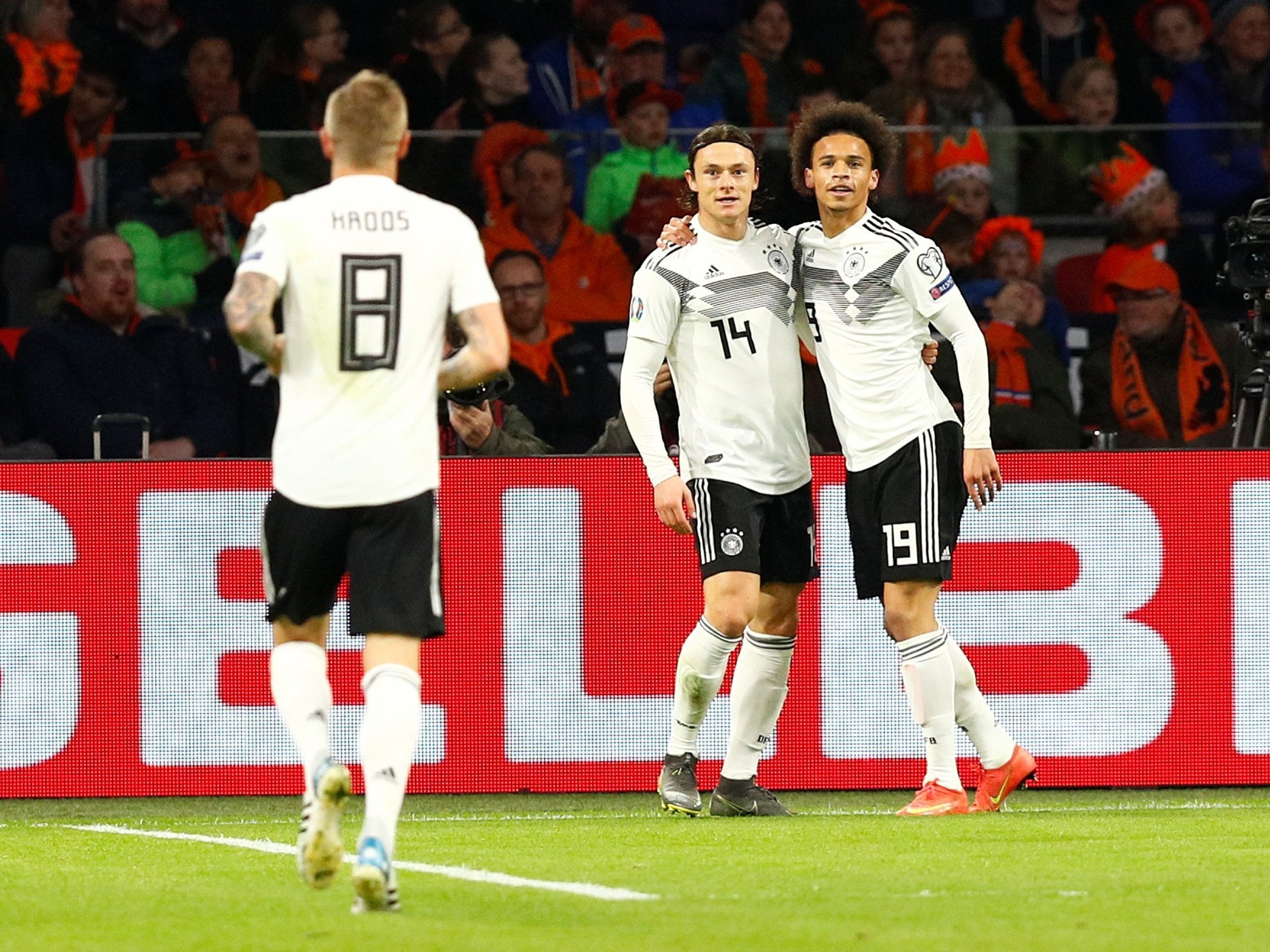 Leroy Sane celebrates after putting Germany ahead early on