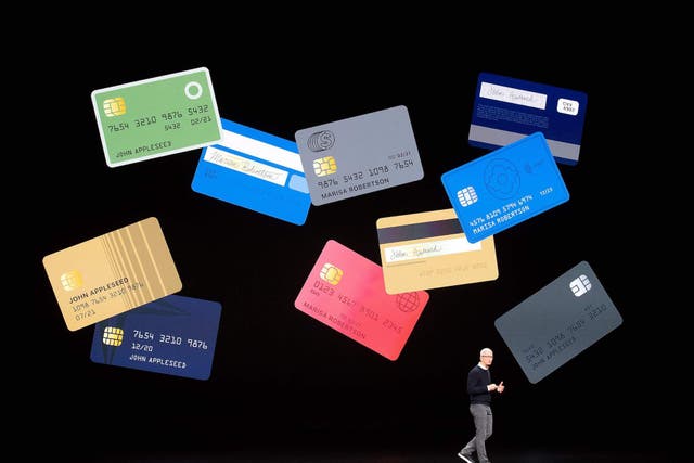 Apple CEO Tim Cook introduces Apple Card during a launch event at Apple headquarters on Monday, March 25, 2019, in Cupertino, California