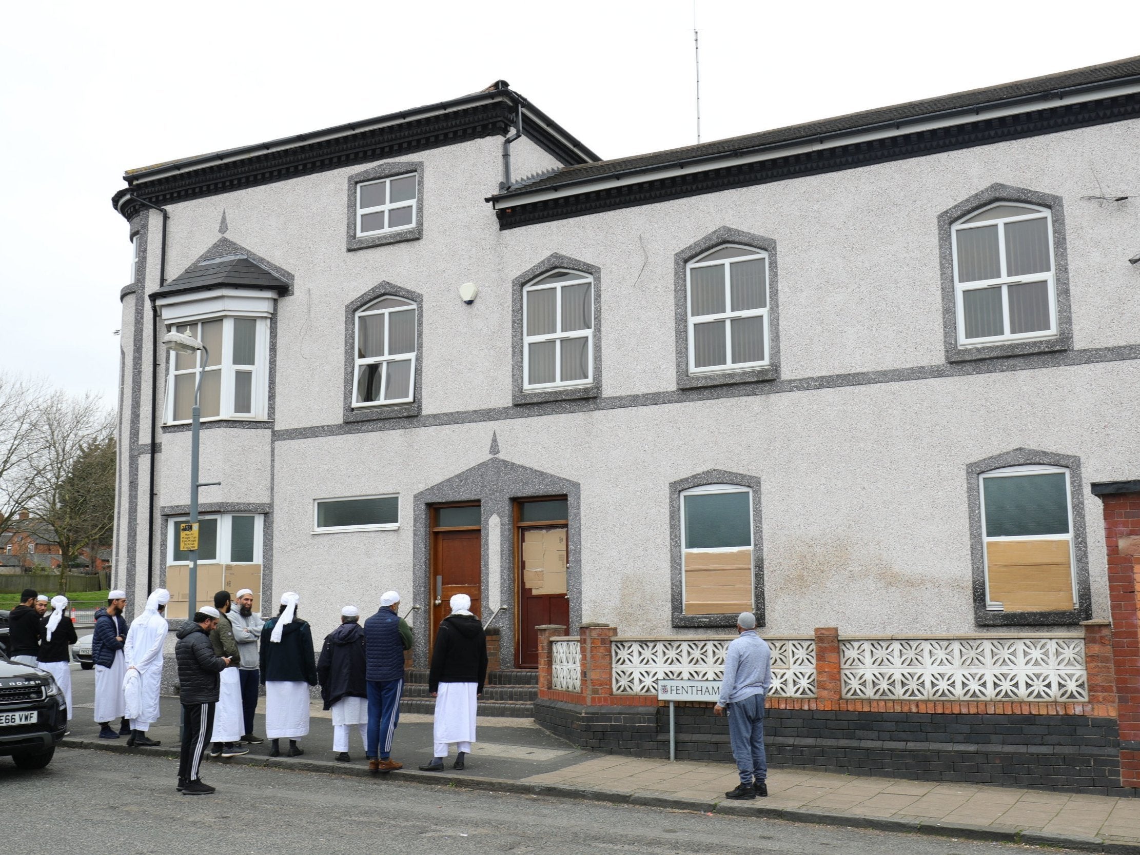 Windows were smashed at the Al Habib Trust mosque in Aston, Birmingham