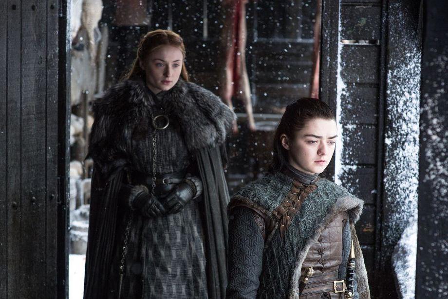 Sansa (Sophie Turner) and Arya Stark (Maisie Williams) on ‘Game of Thrones’