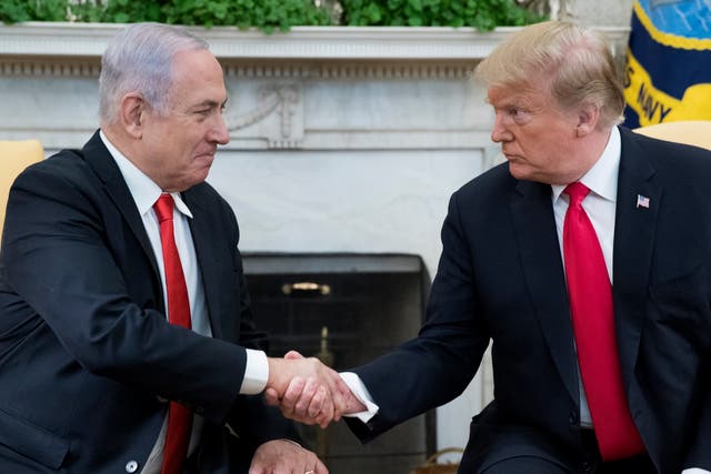 Benjamin Netanyahu with Donald Trump at White House