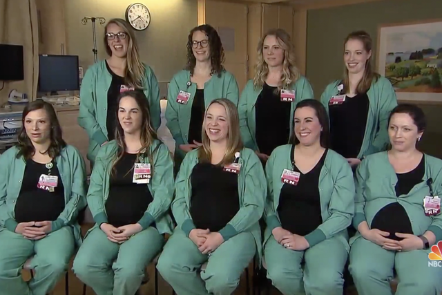 Nine nurses at Maine Medical Centre are pregnant at the same time