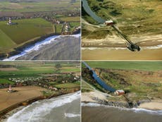 Photos reveal how coastal erosion dramatically eats away at shoreline 