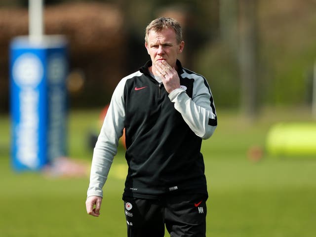 Mark McCall looks on during a training session