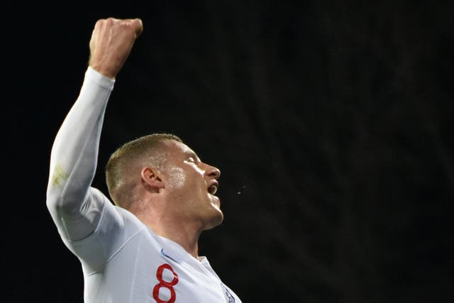 Barkley celebrates scoring for England