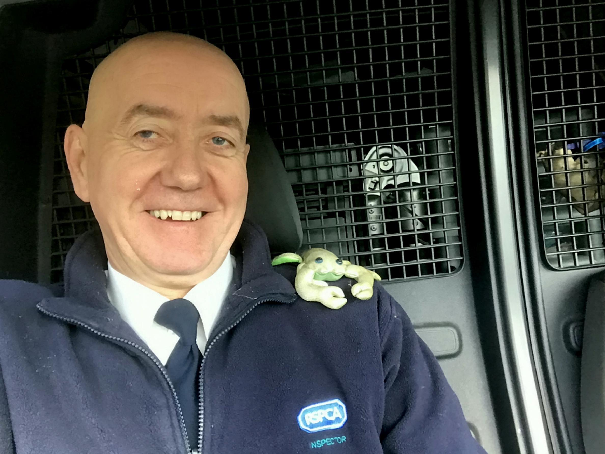 Soft touch: RSPCA inspector Paul Seddon was called to deal with the fluffy offender