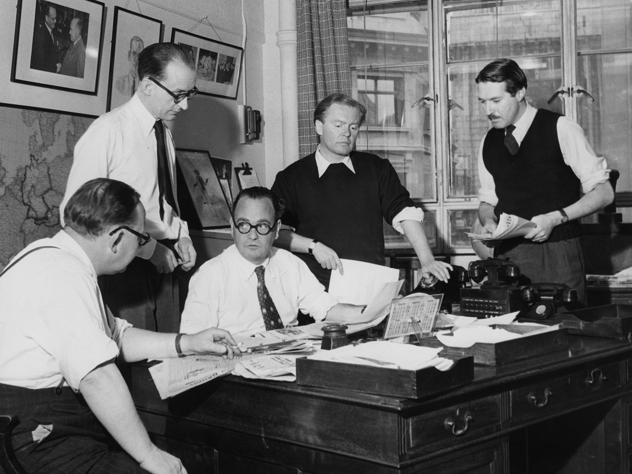 The Express team in 1949, with editor Arthur Christiansen seated centre