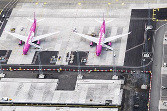 Going nowhere: Wow Air planes at Keflavik airport in Reykjavik