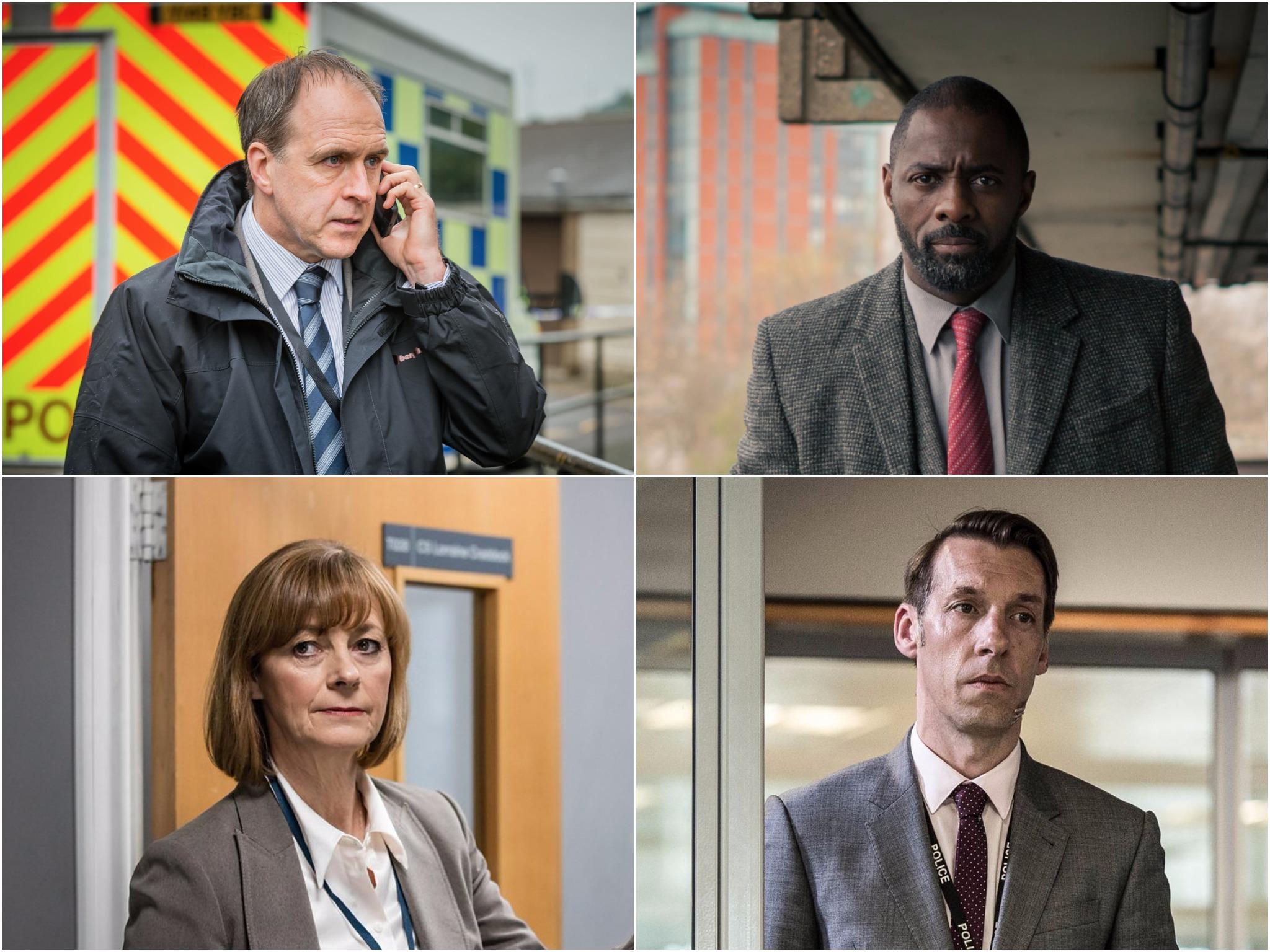 Clockwise from top left: Happy Valley, Luther, Line of Duty, and Bodyguard