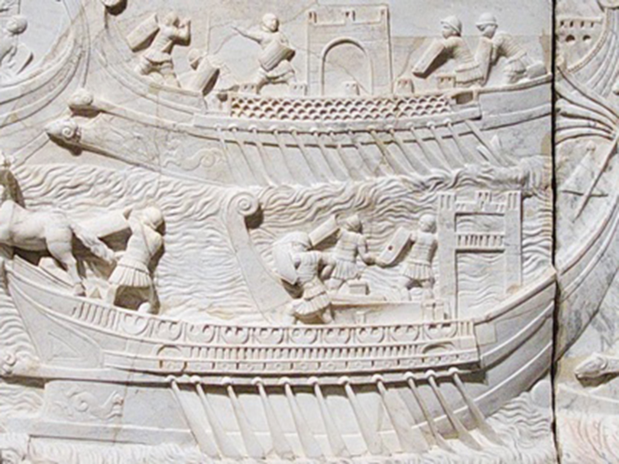 Two action images of the sea battle of Actium – the clash of arms that gave birth to the Roman Empire
