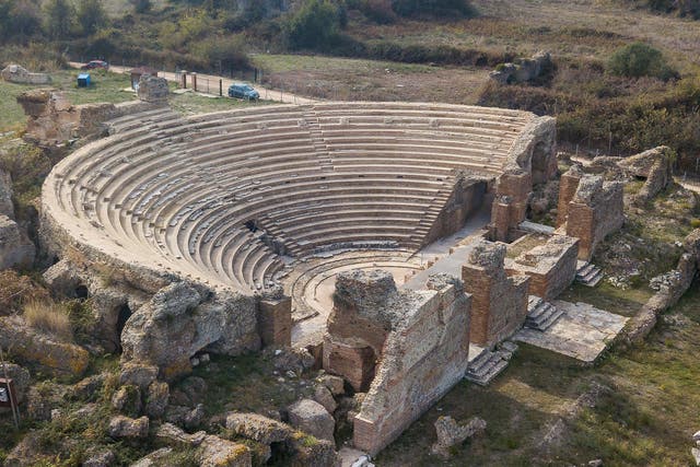 The ancient concert hall in the city of Nicopolis overlooking the Ionian Sea