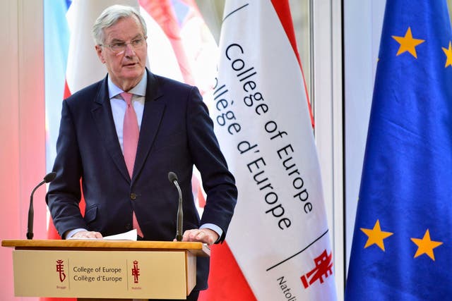 European Commission’s chief Brexit negotiator Michel Barnier delivers a speech entitled ‘Europe after Brexit’ at the College of Europe in Warsaw