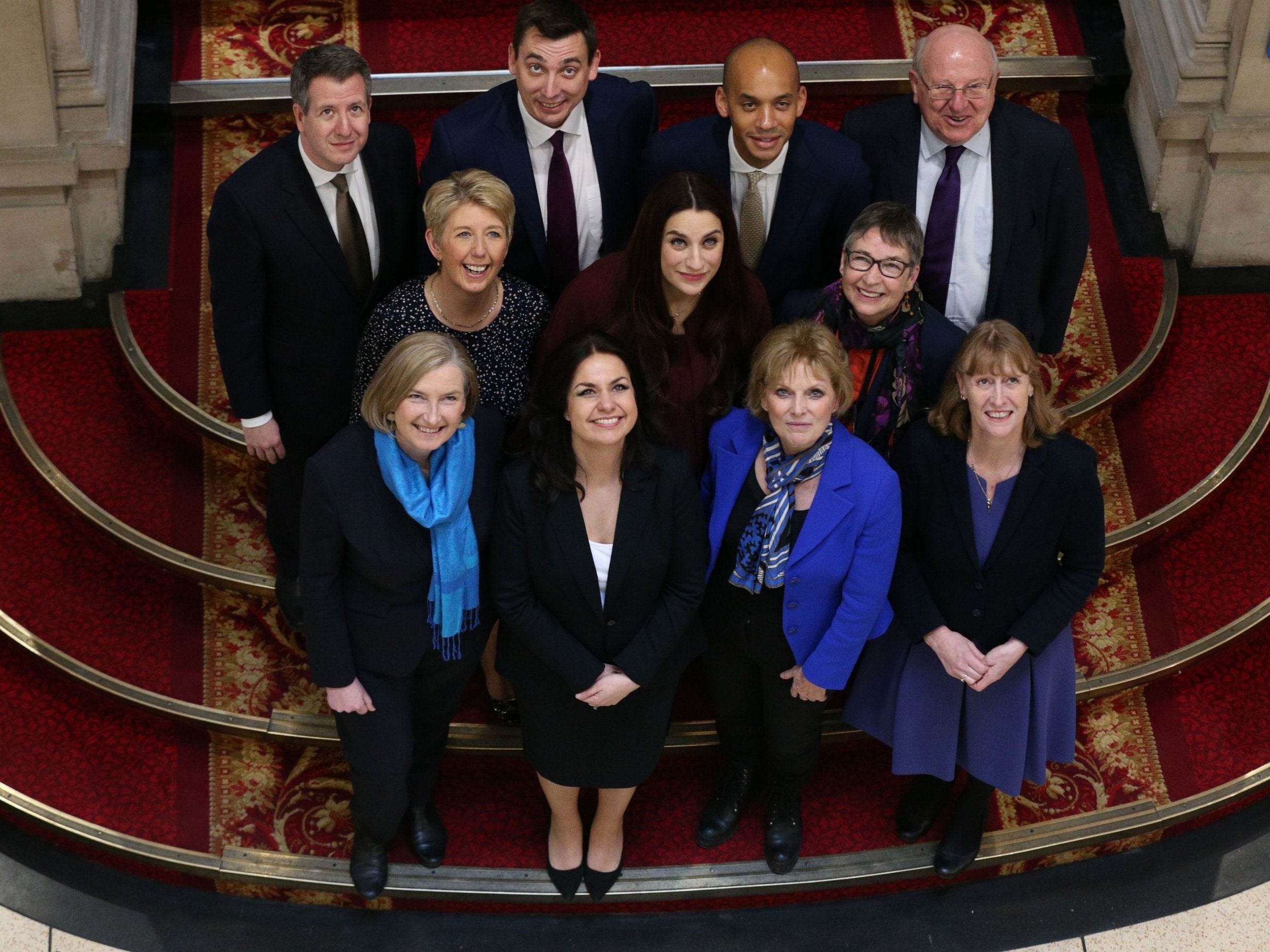 Sarah Wollaston (front left) was among 11 MPs who quit their parties to form the Change UK group in 2019