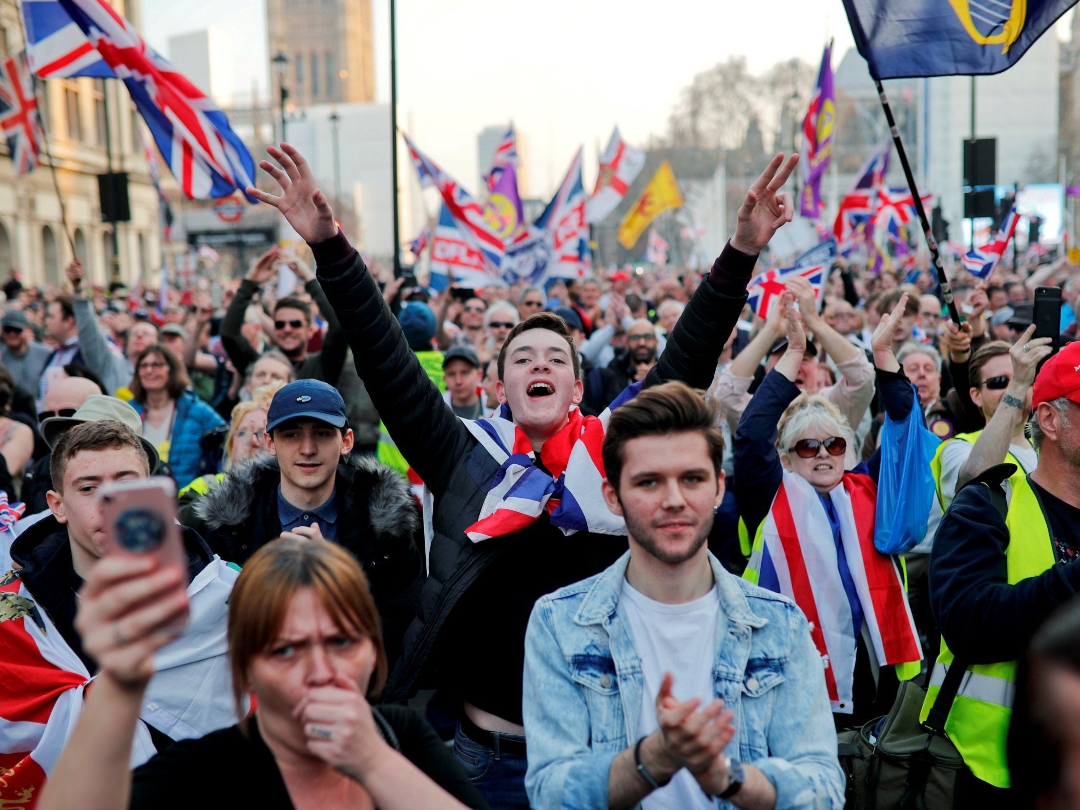 Pro-Brexit protesters at Parliament Square on 29 March