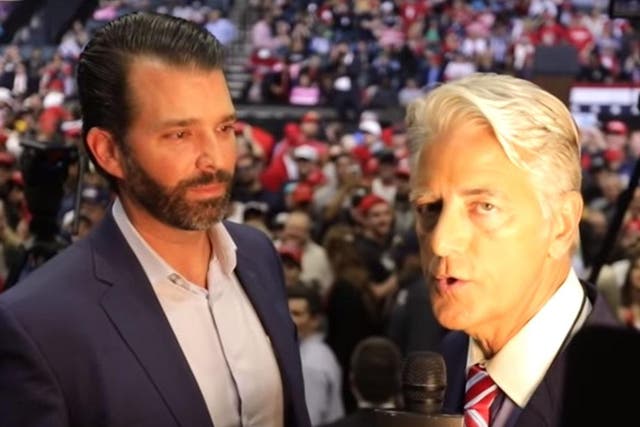 Donald Trump Jr appears in an interview with far-right conspiracy website TruNews