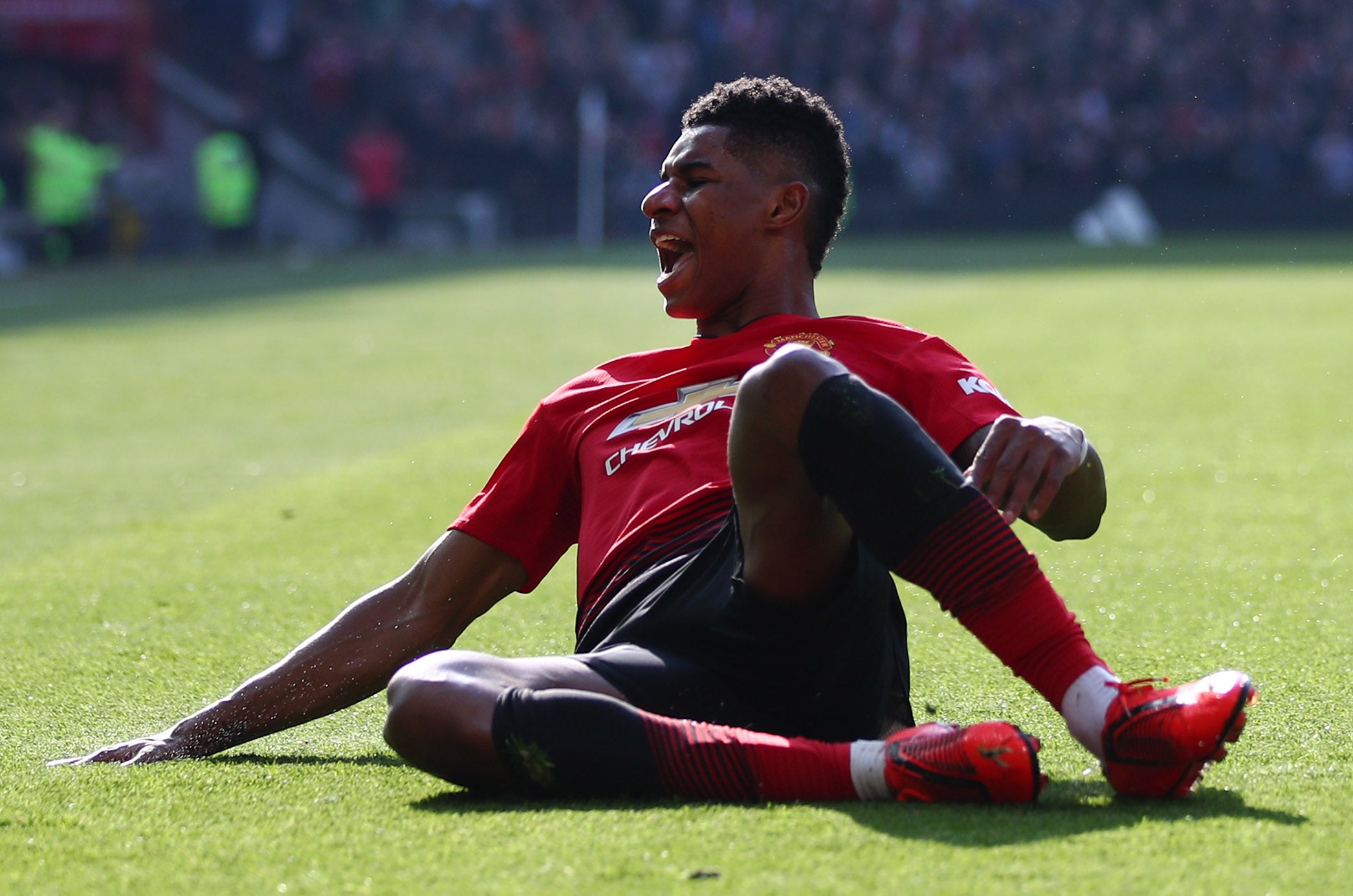 Marcus Rashford celebrates his opener