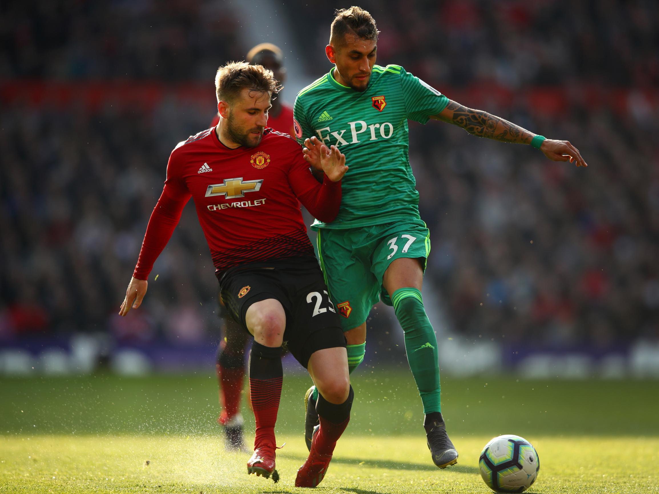 Luke Shaw in action for United