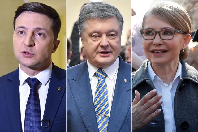 Volodymyr Zelensky and Petro Poroshenko defeated Yulia Tymoshenko in the first round of votes.