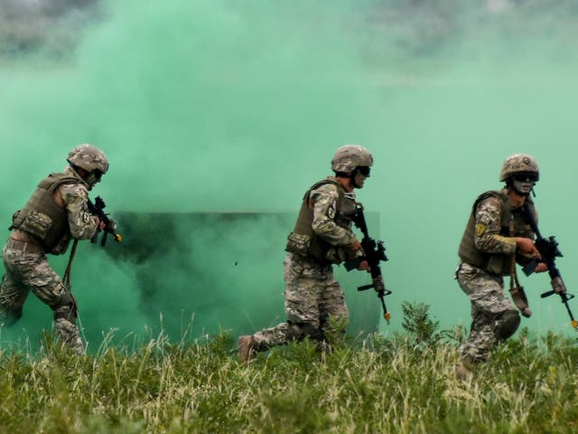 Georgian soldiers take part in joint exercises with Nato in 2018