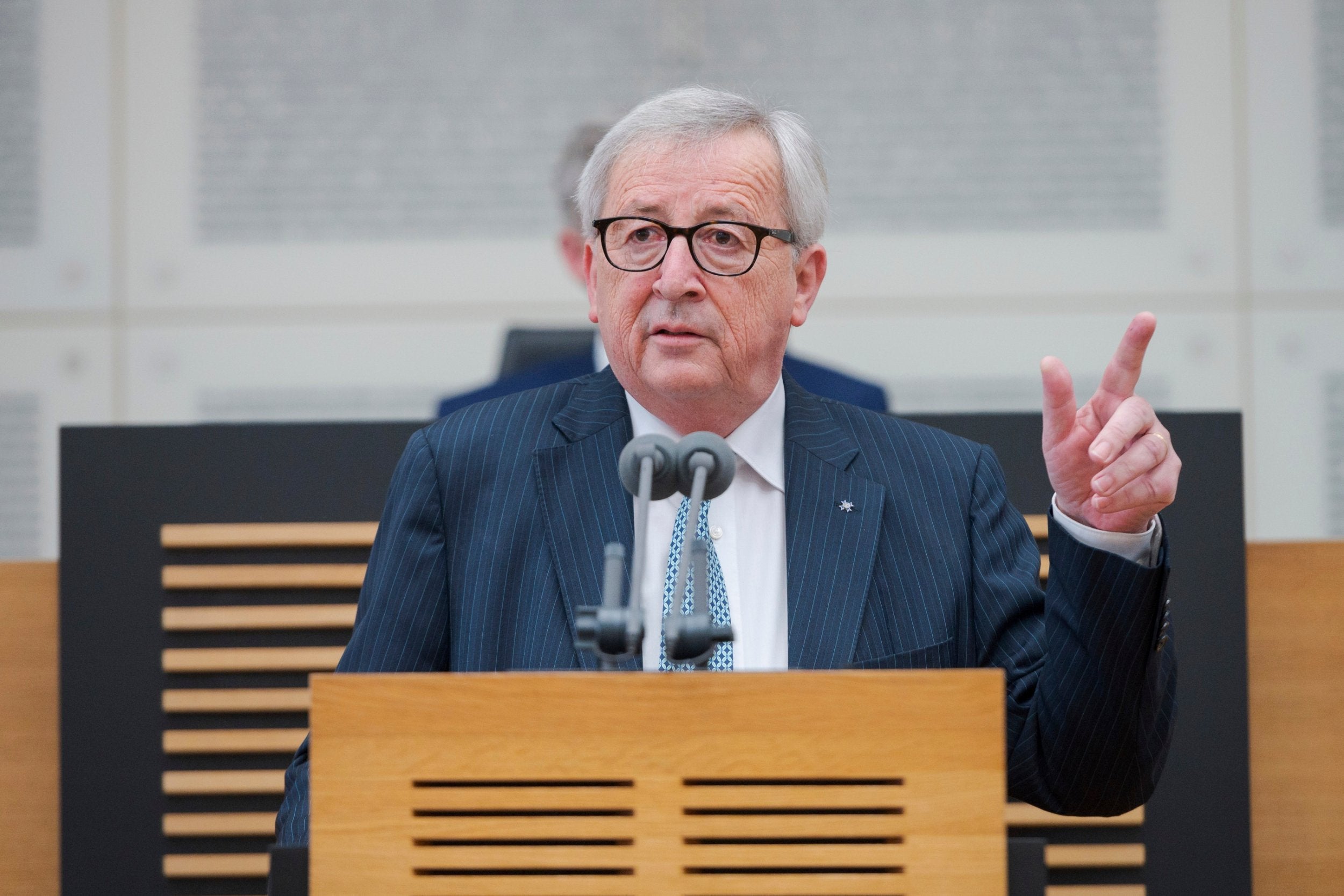 Juncker delivers a speech in Saarland, Germany
