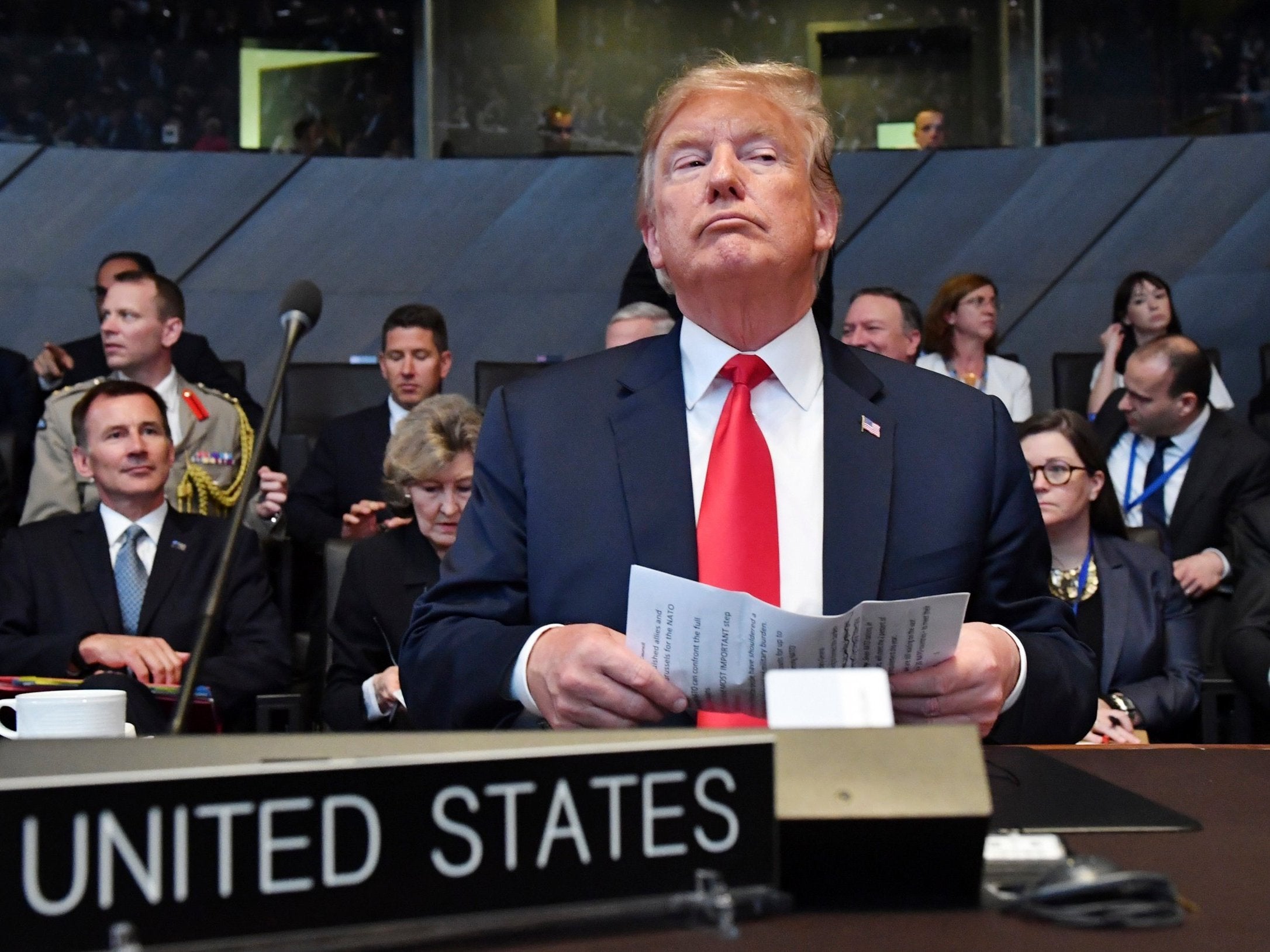 Trump during a summit of heads of state at Nato headquarters in Brussels