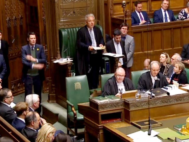 Speaker John Bercow announces the results of indicative votes