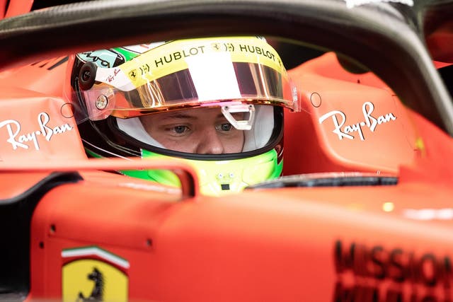 Mick Schumacher in the Scuderia Ferrari SF90 during F1 testing in Bahrain