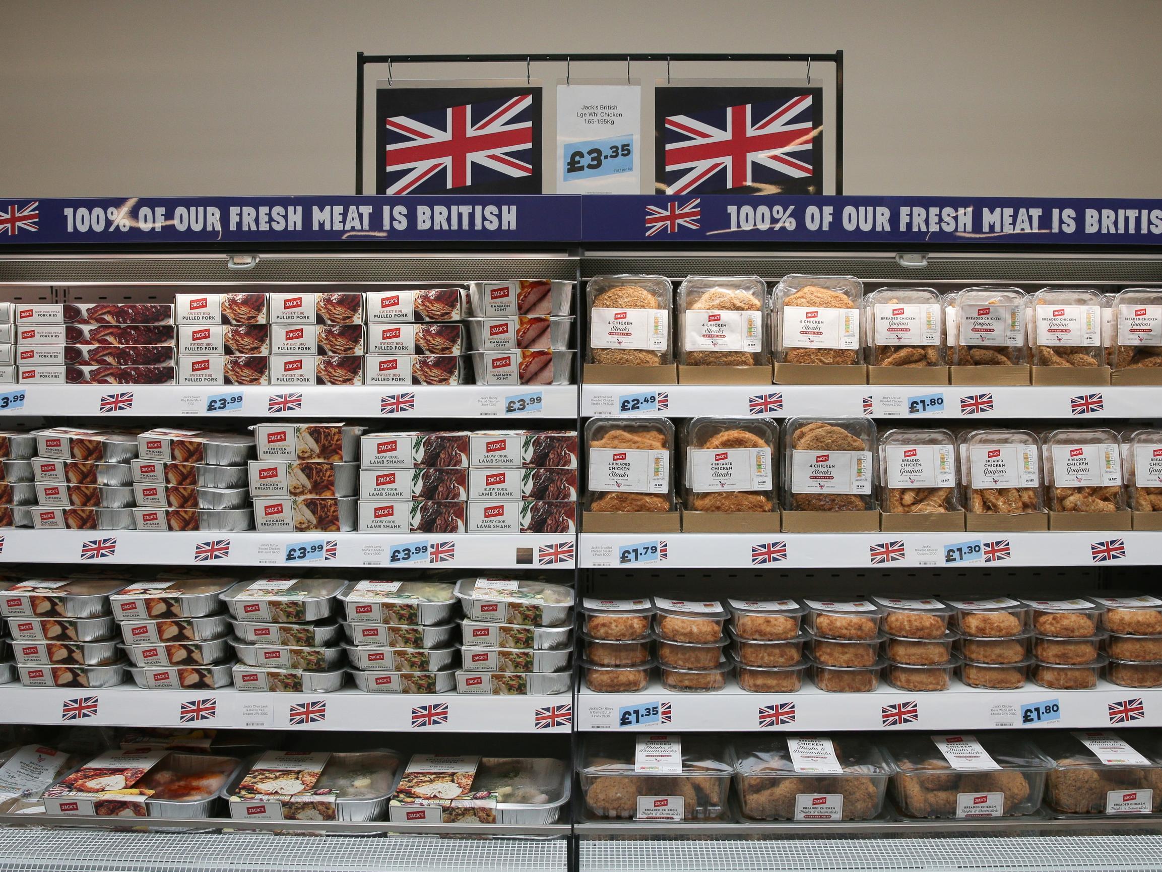 Fresh cuts of meat pictured for sale inside a Jack's store during its press launch in Chatteris, near Cambridge