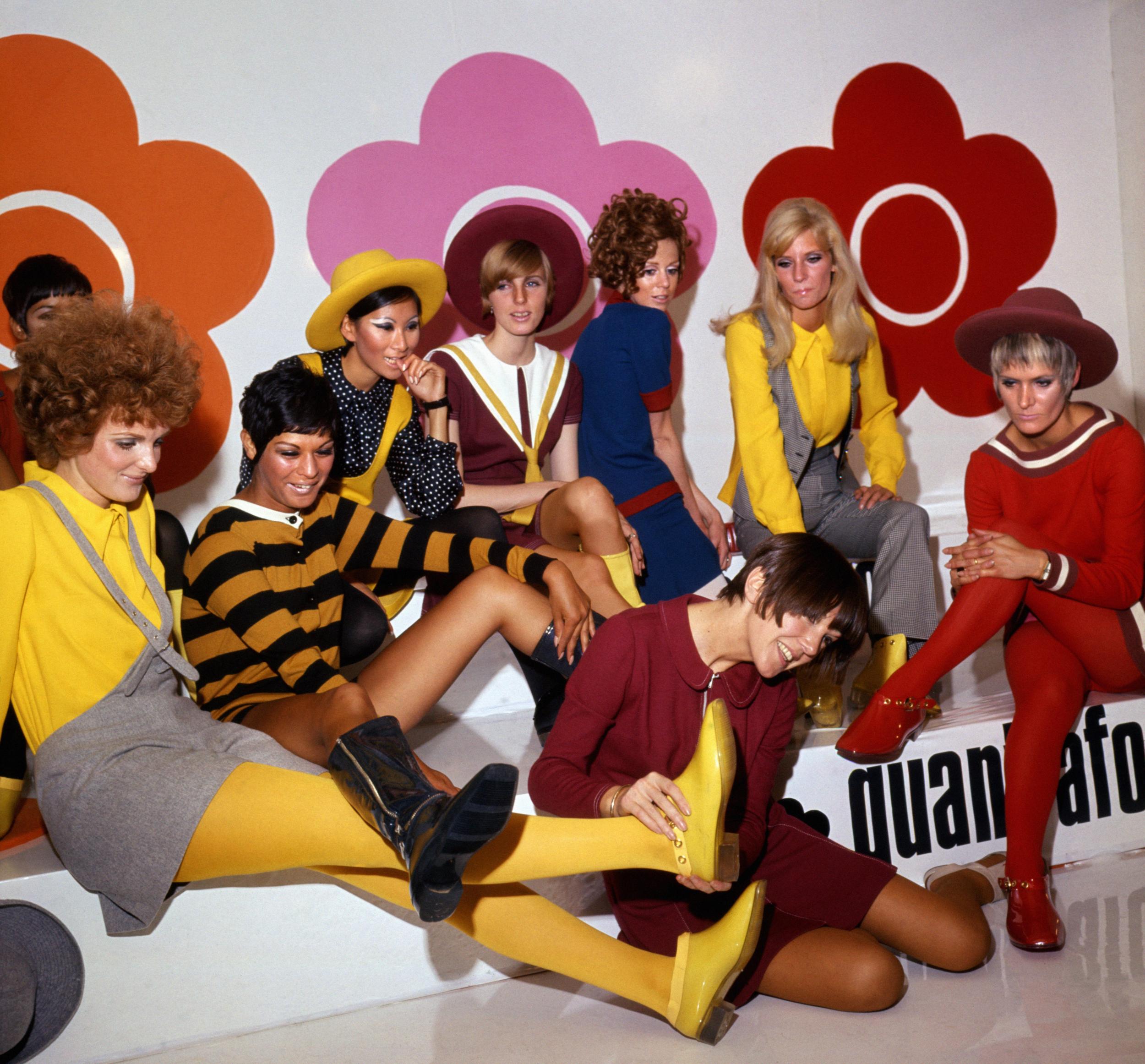 Mary Quant and models at the Quant Afoot footwear collection launch, 1967