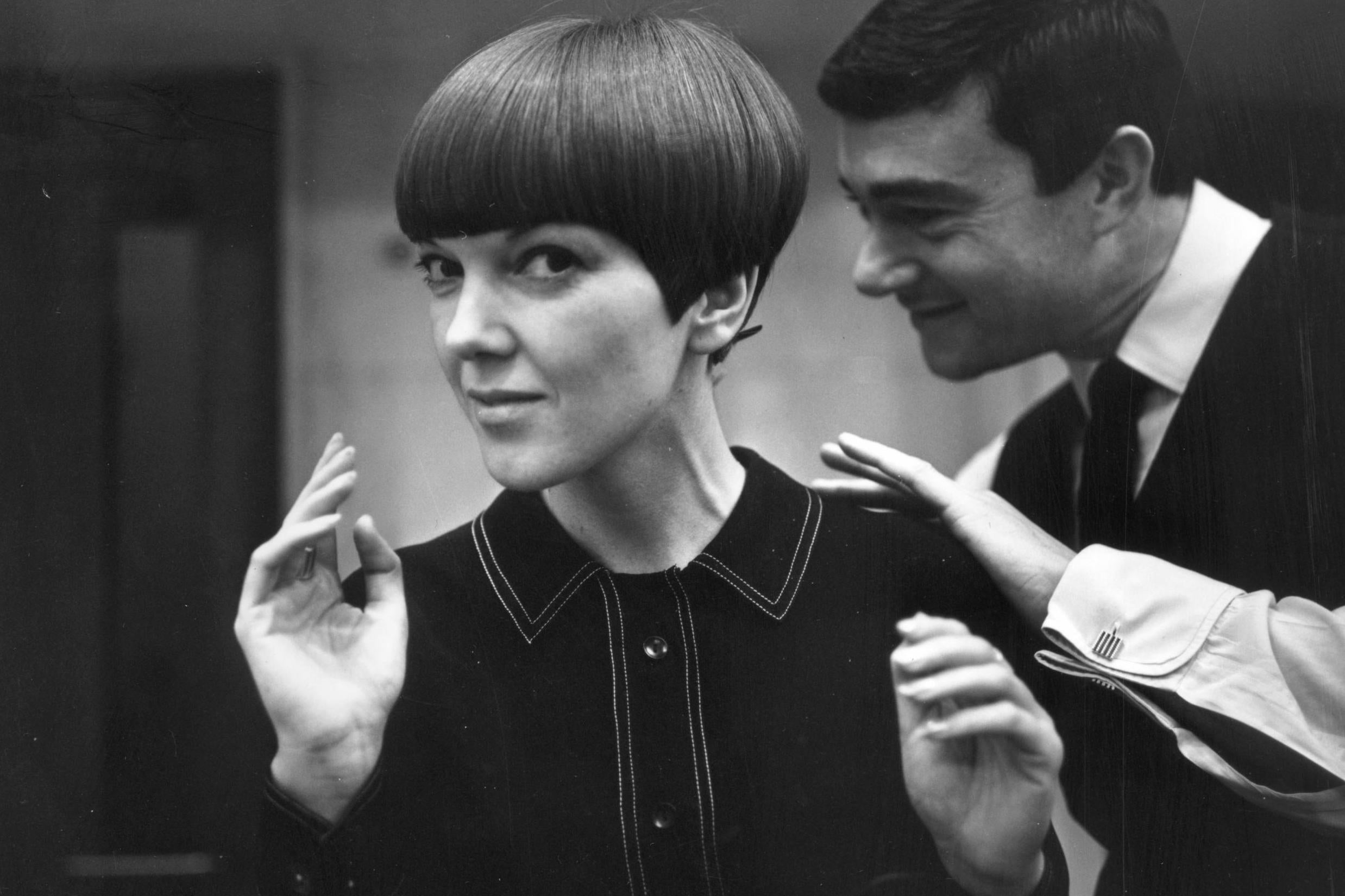 Mary Quant with Vidal Sassoon, photograph by Ronald Dumont, 1964