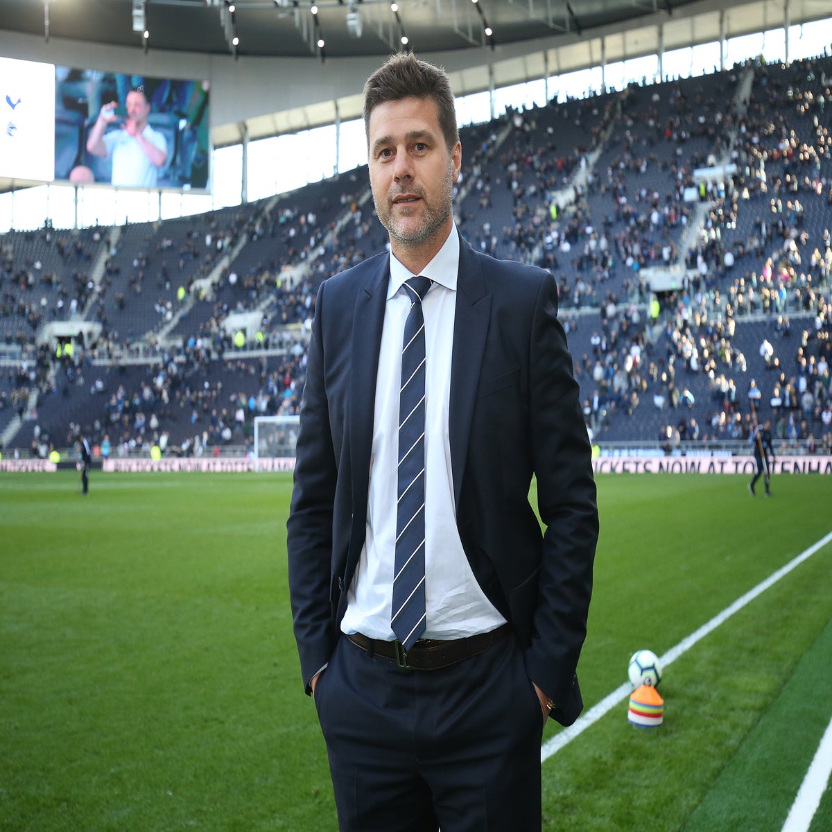 Saints end zone painted at Tottenham Hotspur Stadium ahead of Week