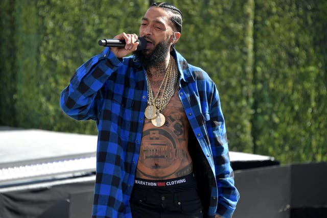 Nipsey Hussle performs onstage at a BET Awards pre-show at the Microsoft Theater on 24 June, 2018 in Los Angeles, California.