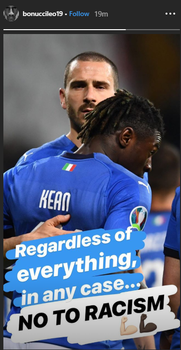 Leonardo Bonucci responds after condemning Moise Kean for his part in being racially abused