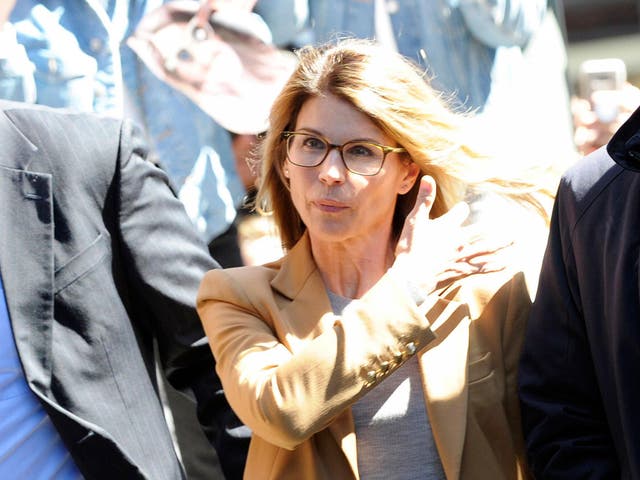 ctress Lori Loughlin arrives at the court to appear before Judge M. Page Kelley to face charge for allegedly conspiring to commit mail fraud and other charges in the college admissions scandal.