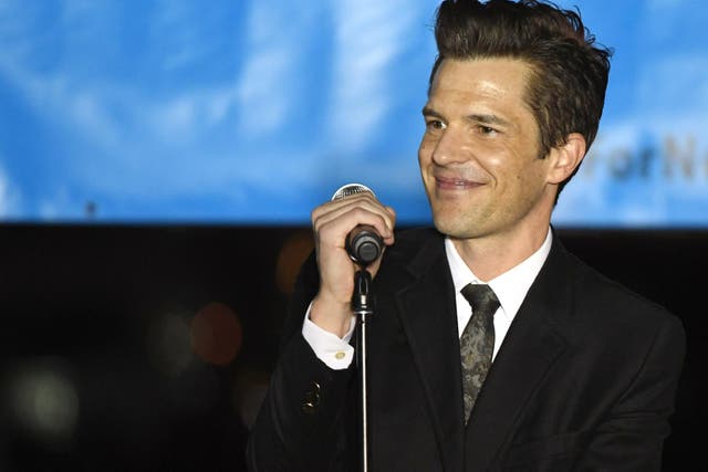 Brandon Flowers of The Killers performs at a get-out-the-vote rally on 2 November, 2018 in Las Vegas, Nevada.