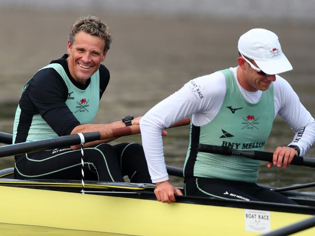 James Cracknell in the Cambridge boat during training