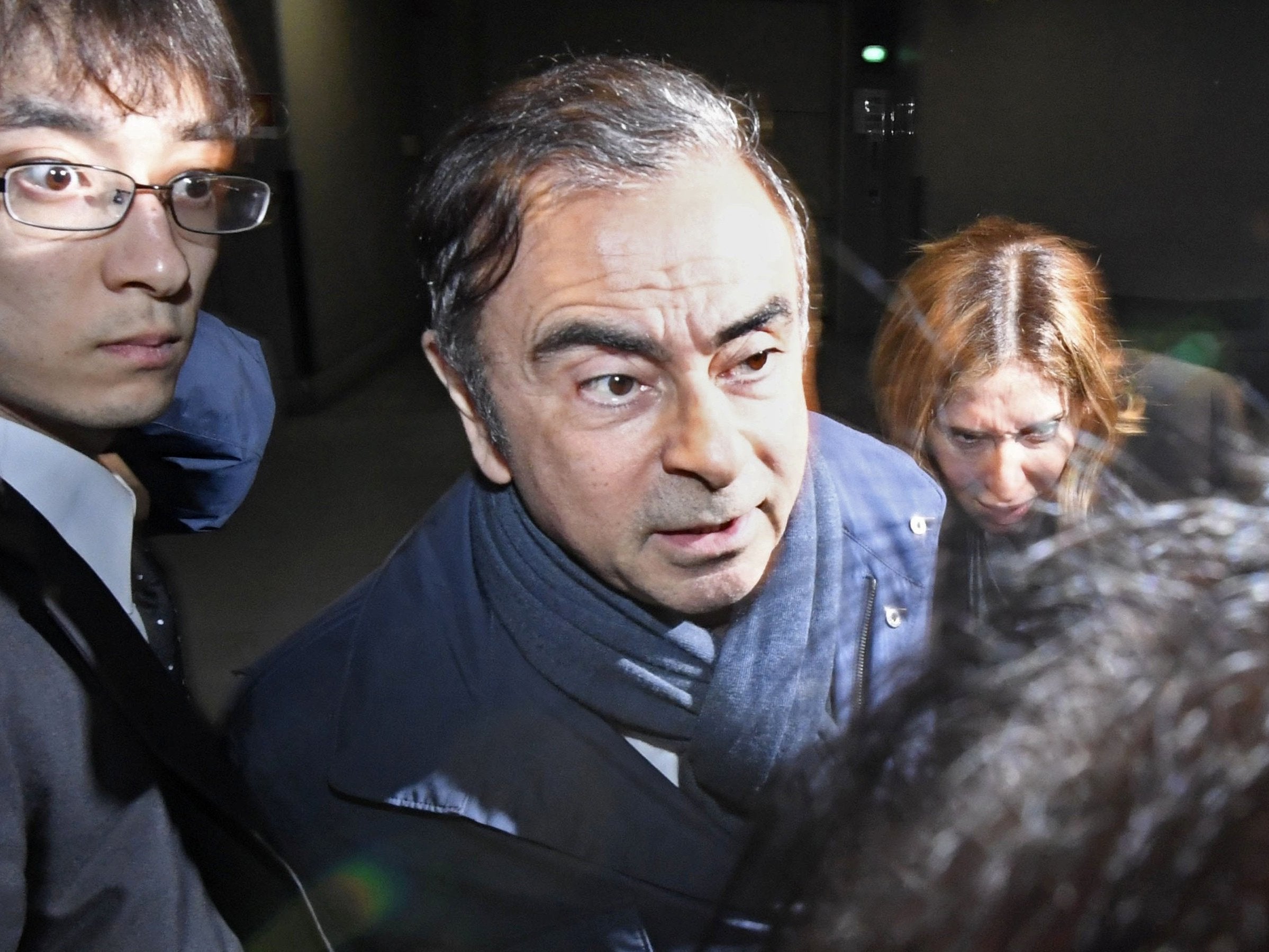 Ghosn leaving his lawyer’s Tokyo office in April