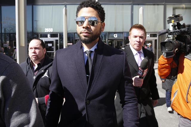 Jussie Smollett leaves the Leighton Courthouse after his court appearance on 26 March, 2019 in Chicago, Illinois.