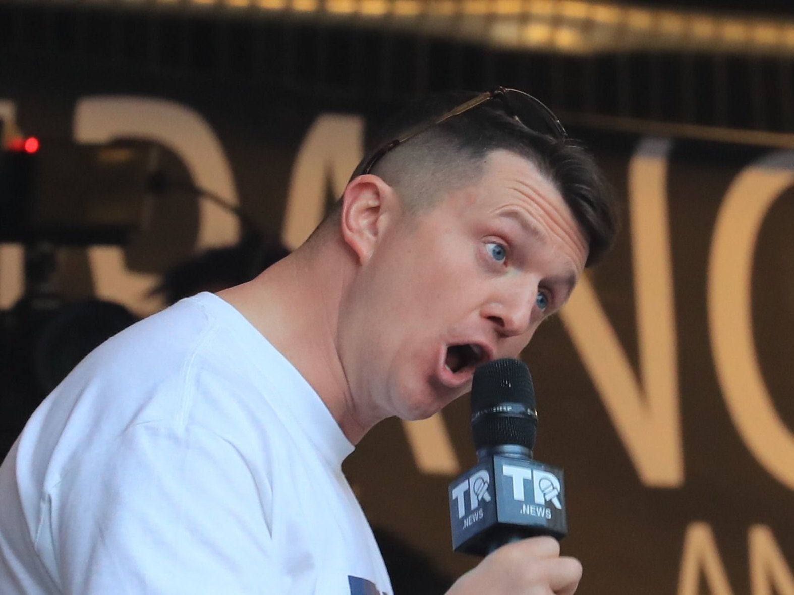 Stephen Yaxley Lennon, also known as Tommy Robinson, photographed in Whitehall