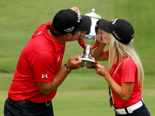 Patrick Reed and Justine Karain at the Wyndham Championship in 2013