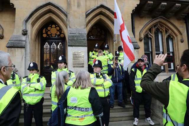 The incident (not pictured) came at a weekly 'yellow vest' demonstration in London 