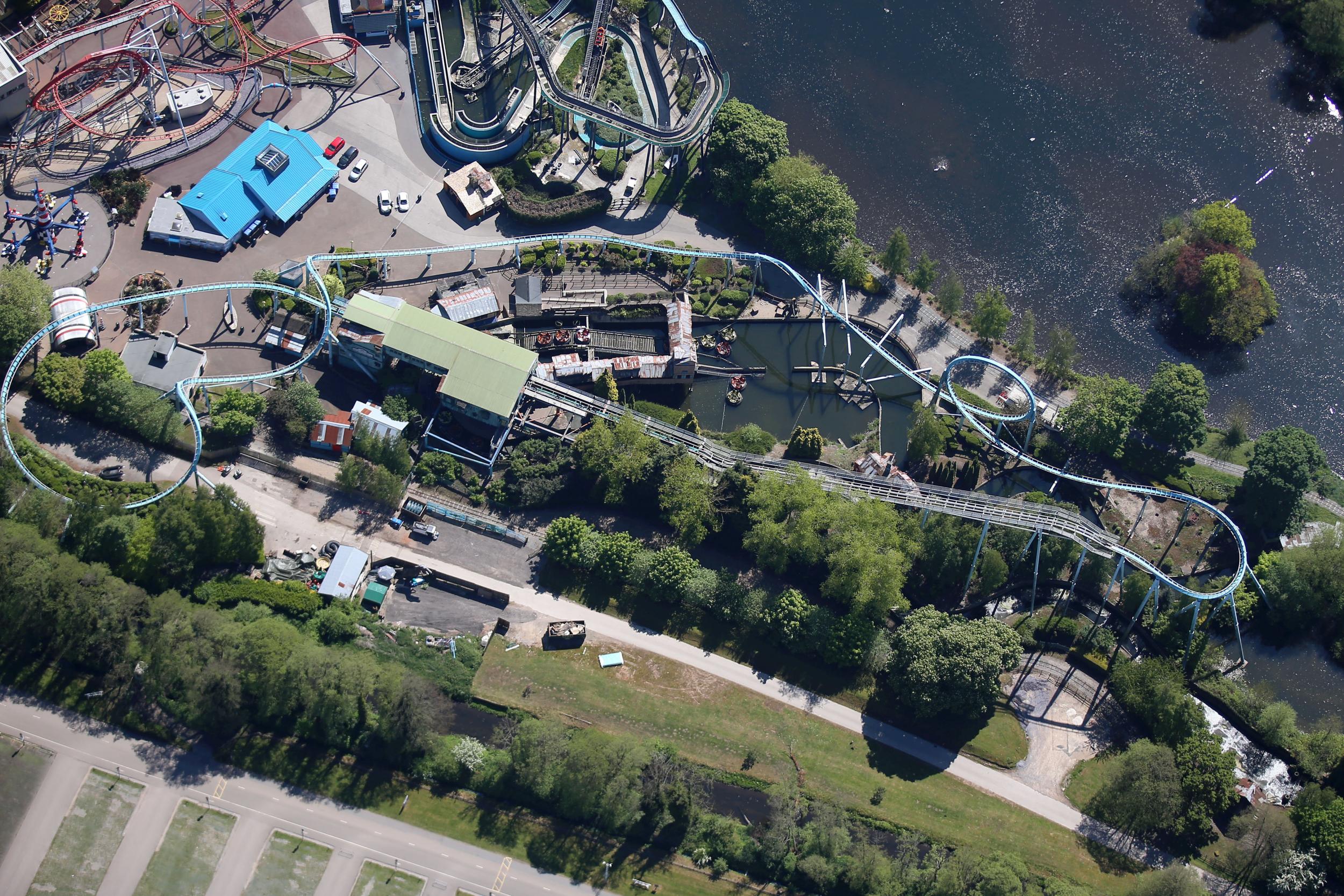 The Shockwave rollercoaster at Drayton Manor theme park in Staffordshire.