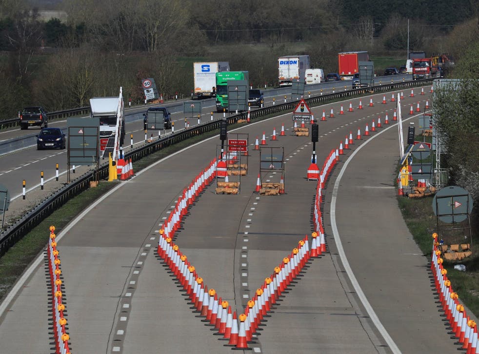 One side of the M20 motorway near Ashford in Kent closes for Operation Brock, a contraflow system to ease congestion if traffic grinds to a standstill in the event of a no-deal Brexit