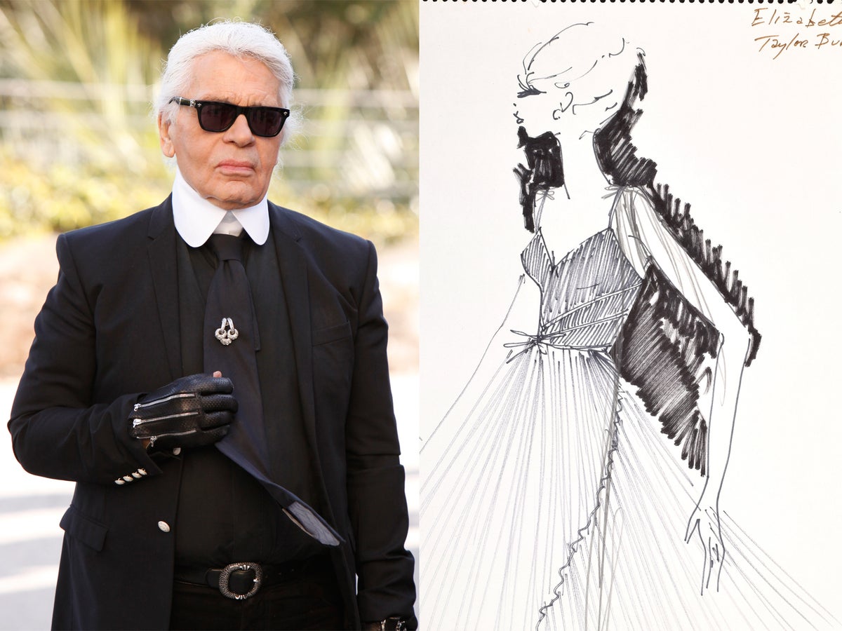 Karl Lagerfeld Karl Lagerfeld Set Of Original Fashion Sketches Pencil ...