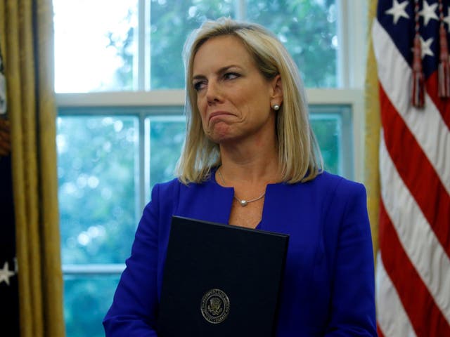 File image of Us homeland security secretary Kirstjen Nielsen who has resigned from the role.